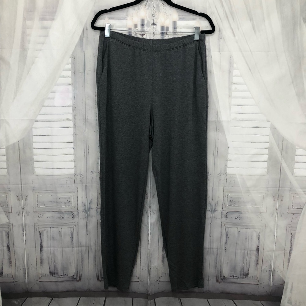 Eileen Fisher Small Ash Gray Tapered Ankle Pull On Pants Pockets Soft 28" Inseam